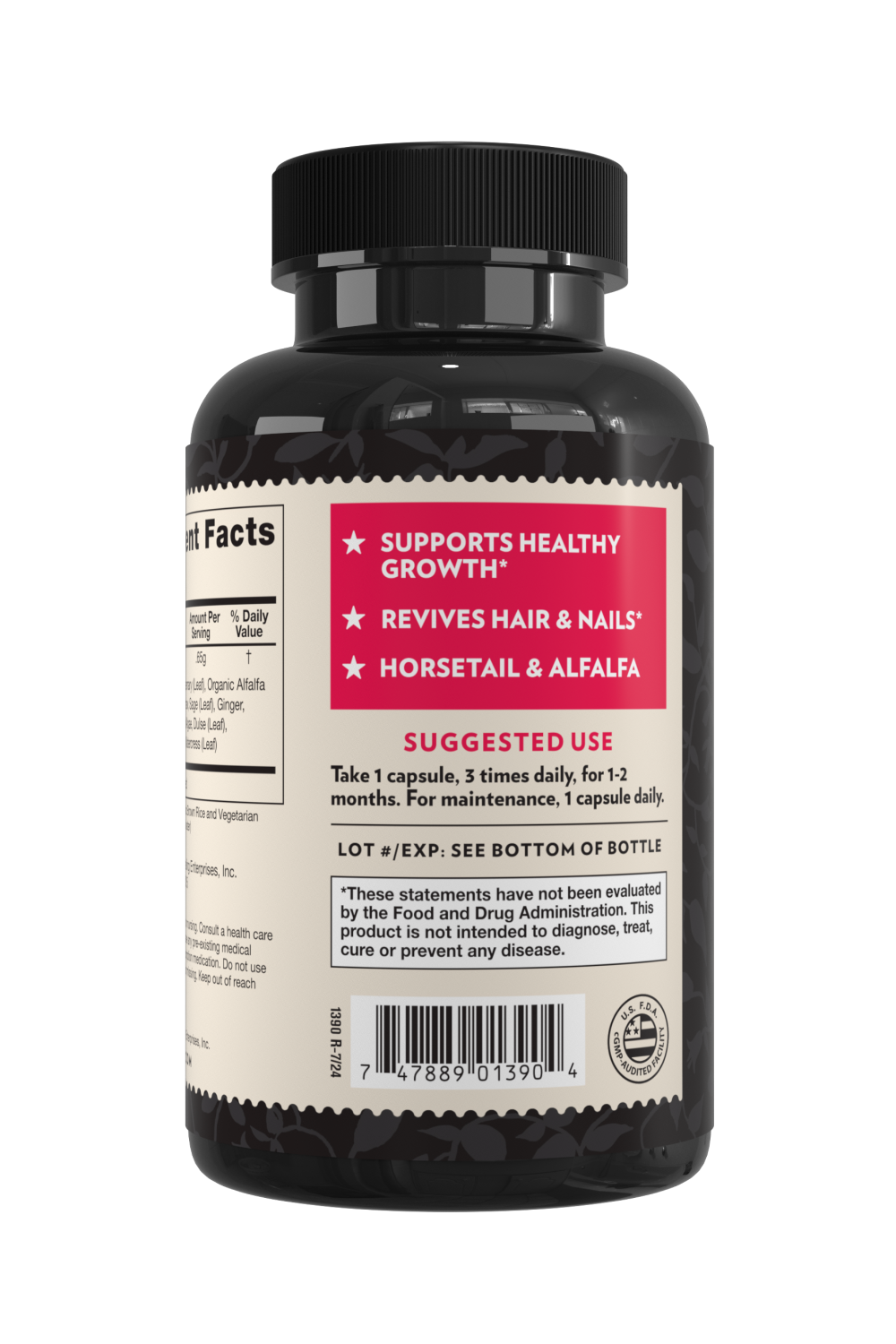 Crystal Star Beautiful Hair & Nails supplement for luster and shine, Back Side