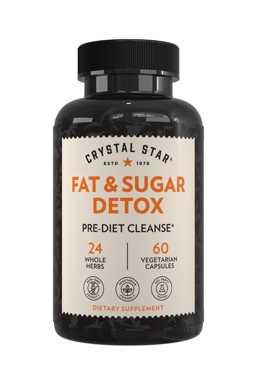 Crystal Star Fat & Sugar Detox supplement for diet reset, Front Side