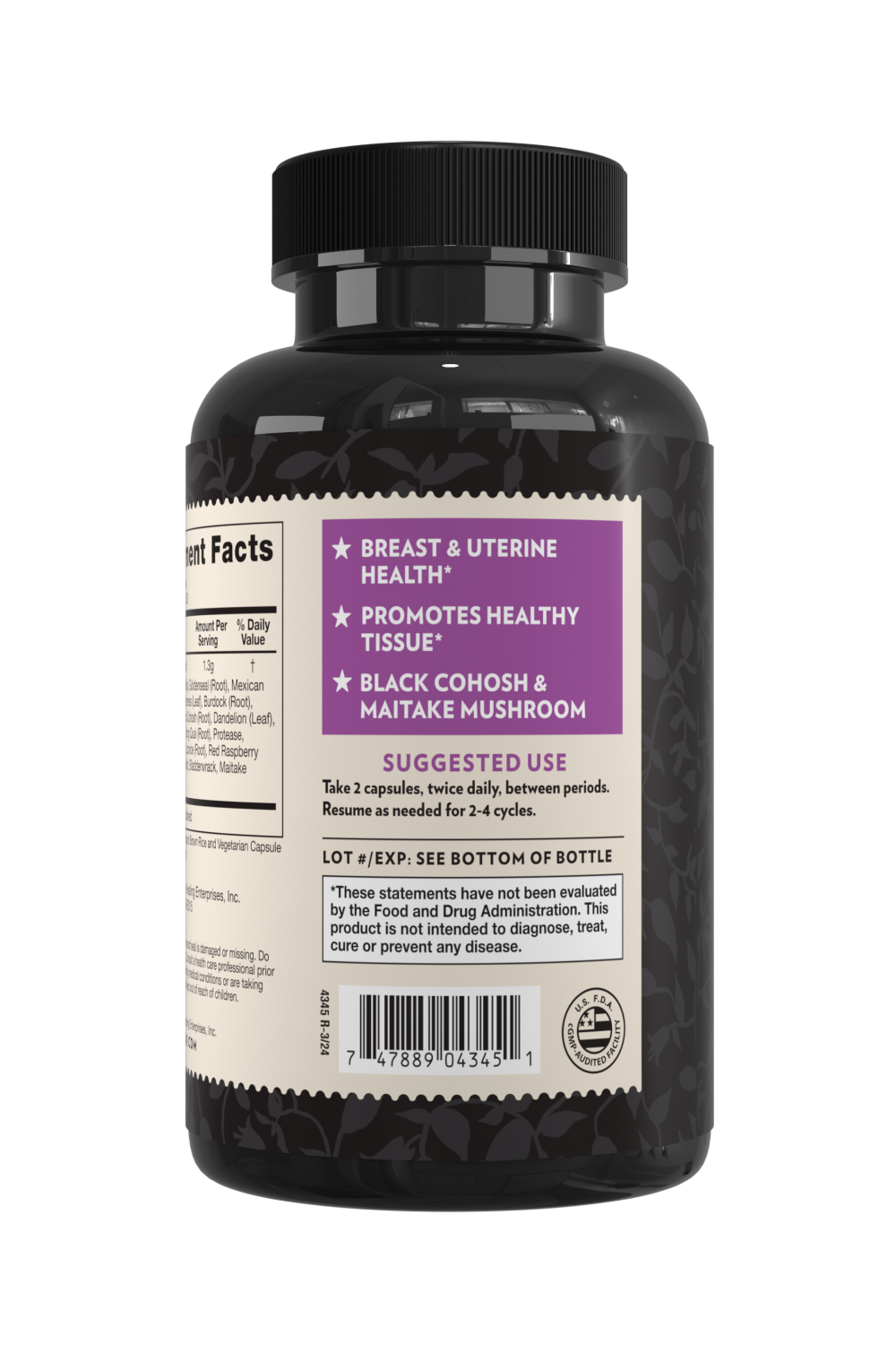 Crystal Star Fibro Defense for between period support, Back Side