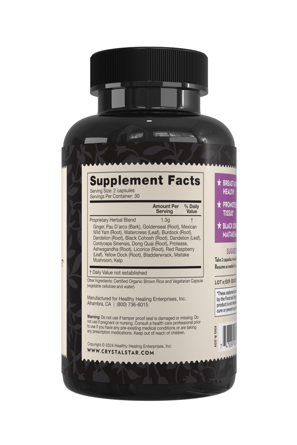 Crystal Star Fibro Defense for between period support, Ingredients