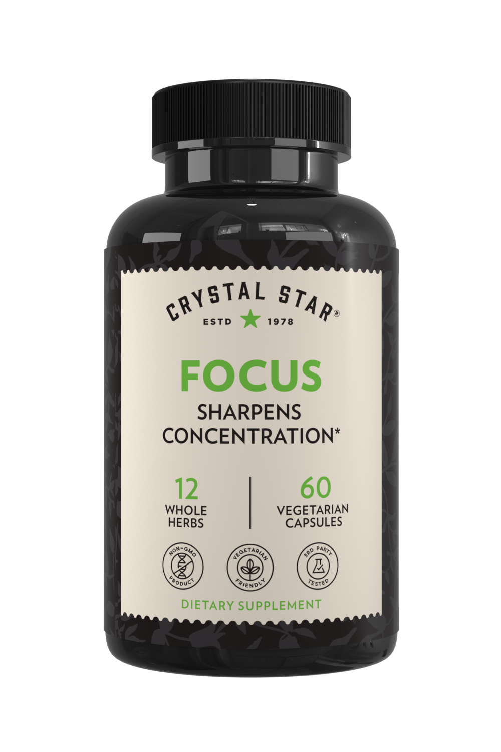 Crystal Star Focus supplement for sharpening concentration, Front Side