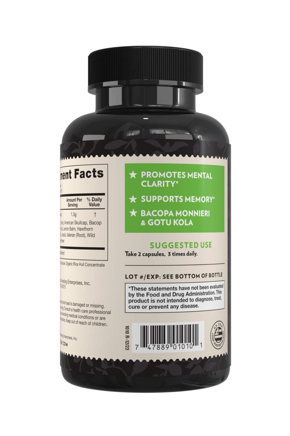 Crystal Star Focus supplement for sharpening concentration, Back Side