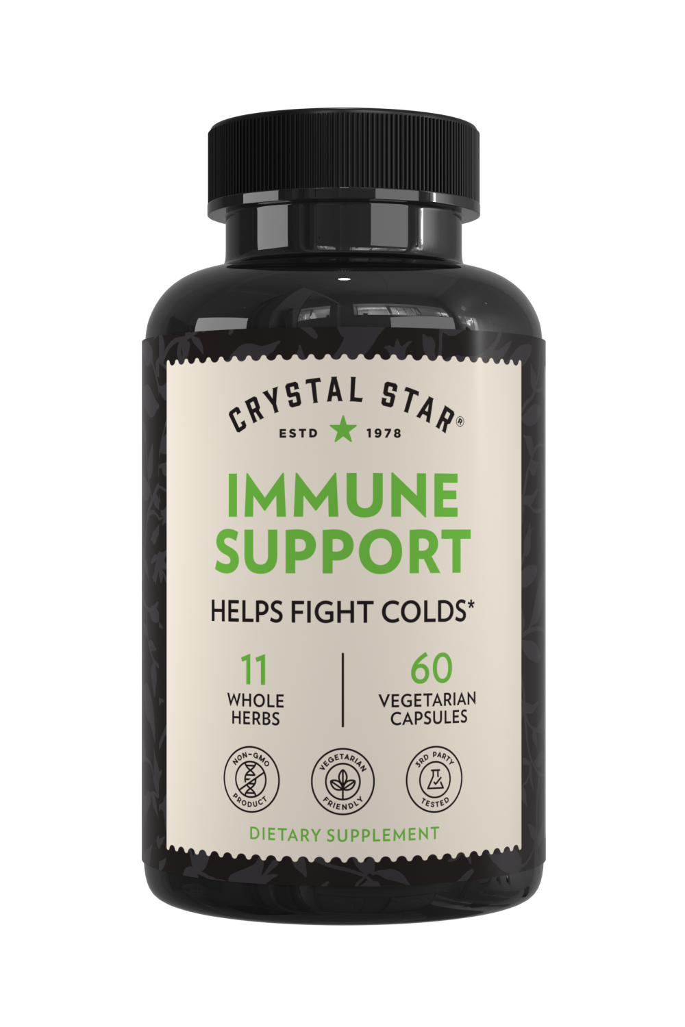 Crystal Star Immune Support supplement for fighting colds, Front Side