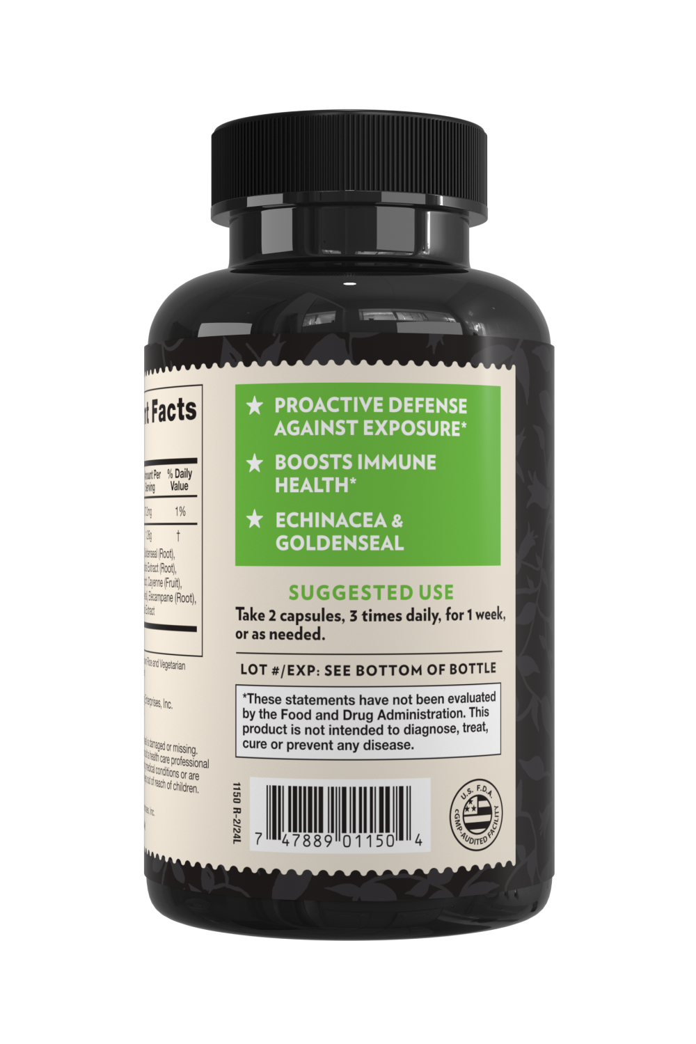 Crystal Star Immune Support supplement for fighting colds, Back Side