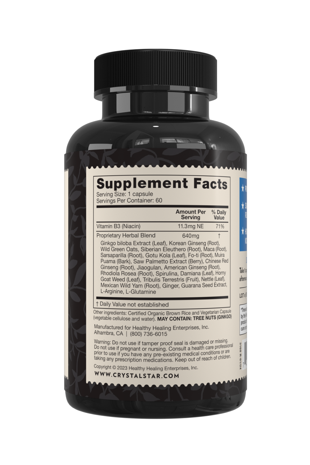Crystal Star Men's Libido supplement for hormone balance and sexual health, Ingredients