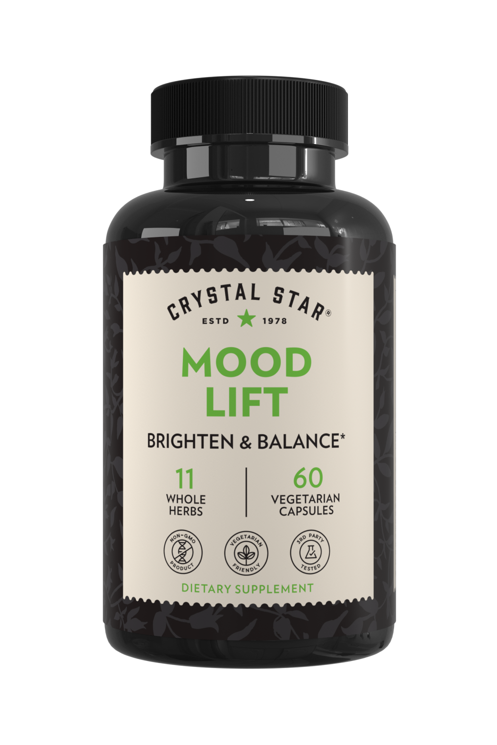 Crystal Star Mood Lift supplement for brightening and balancing, Front Side