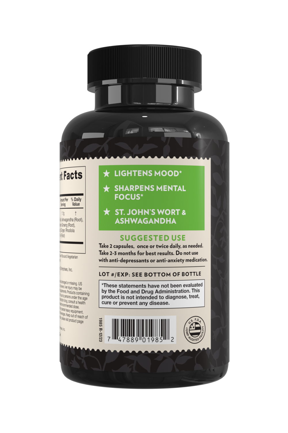 Crystal Star Mood Lift supplement for brightening and balancing, Back Side