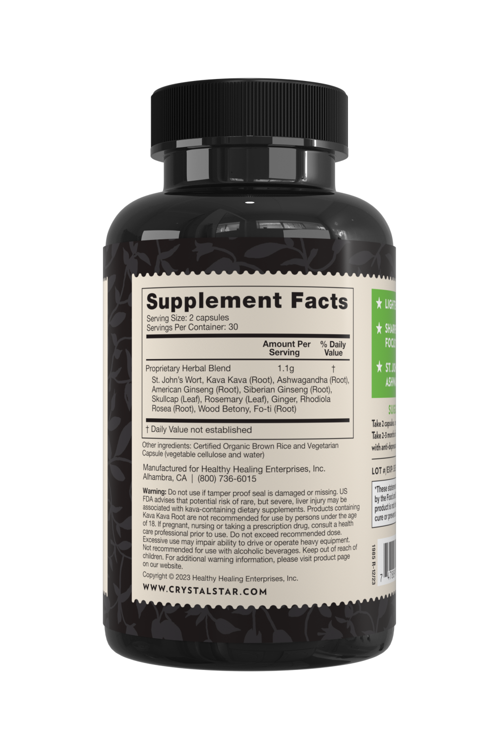 Crystal Star Mood Lift supplement for brightening and balancing, Ingredients