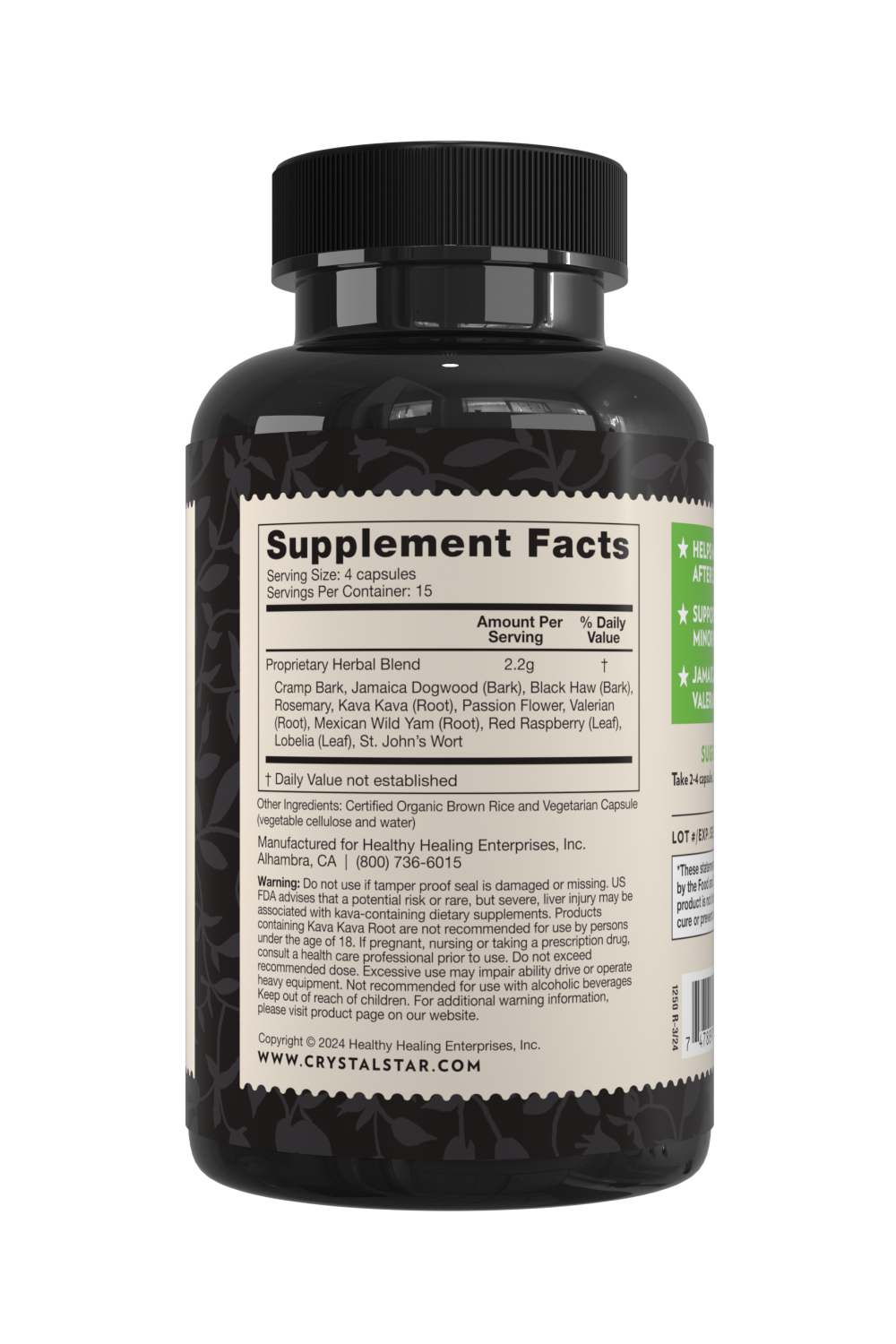 Crystal Star Muscle Relax supplement for easing soreness, Ingredients