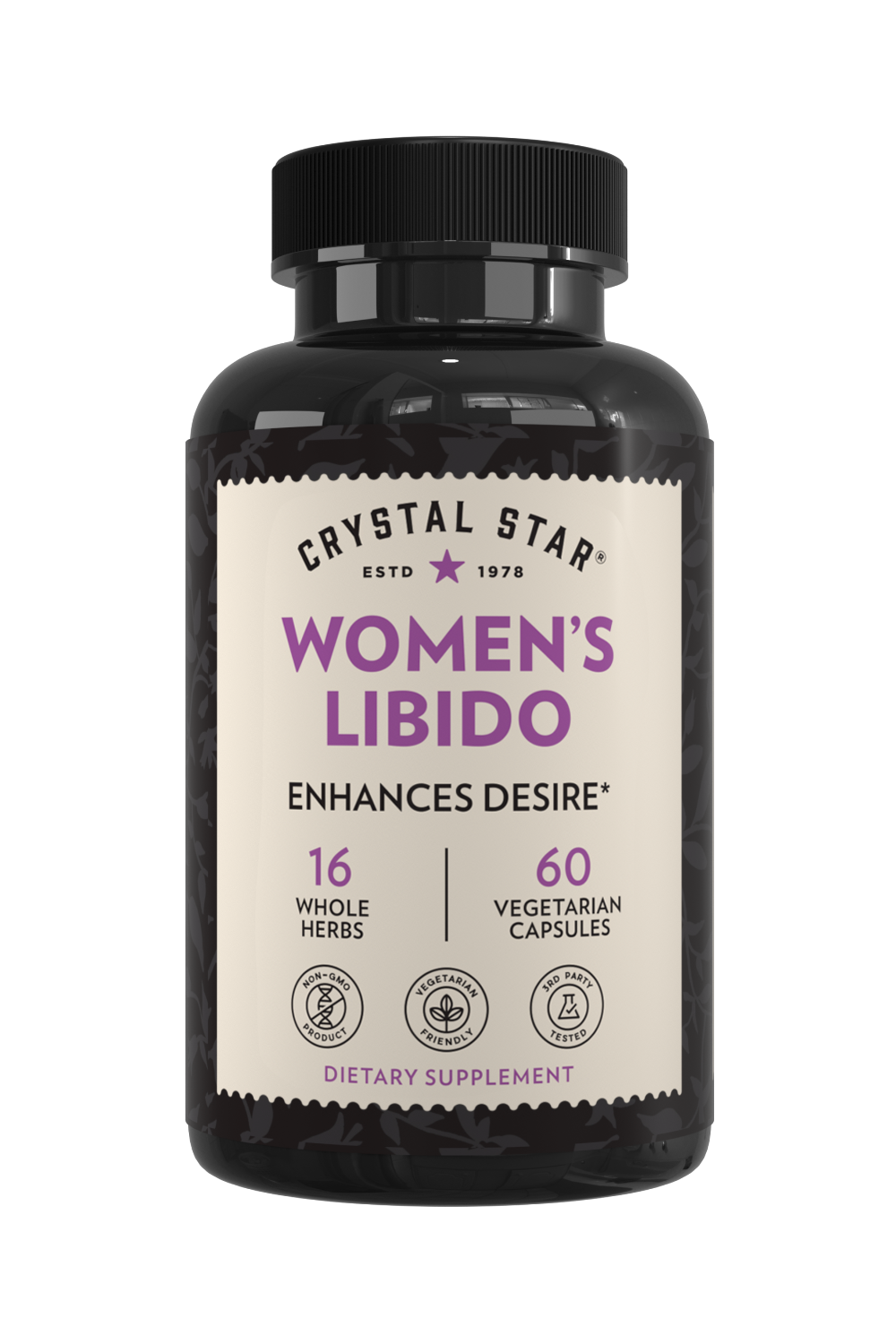 Crystal Star Women's Libido supplement for hormone balance and sexual health, Front Side