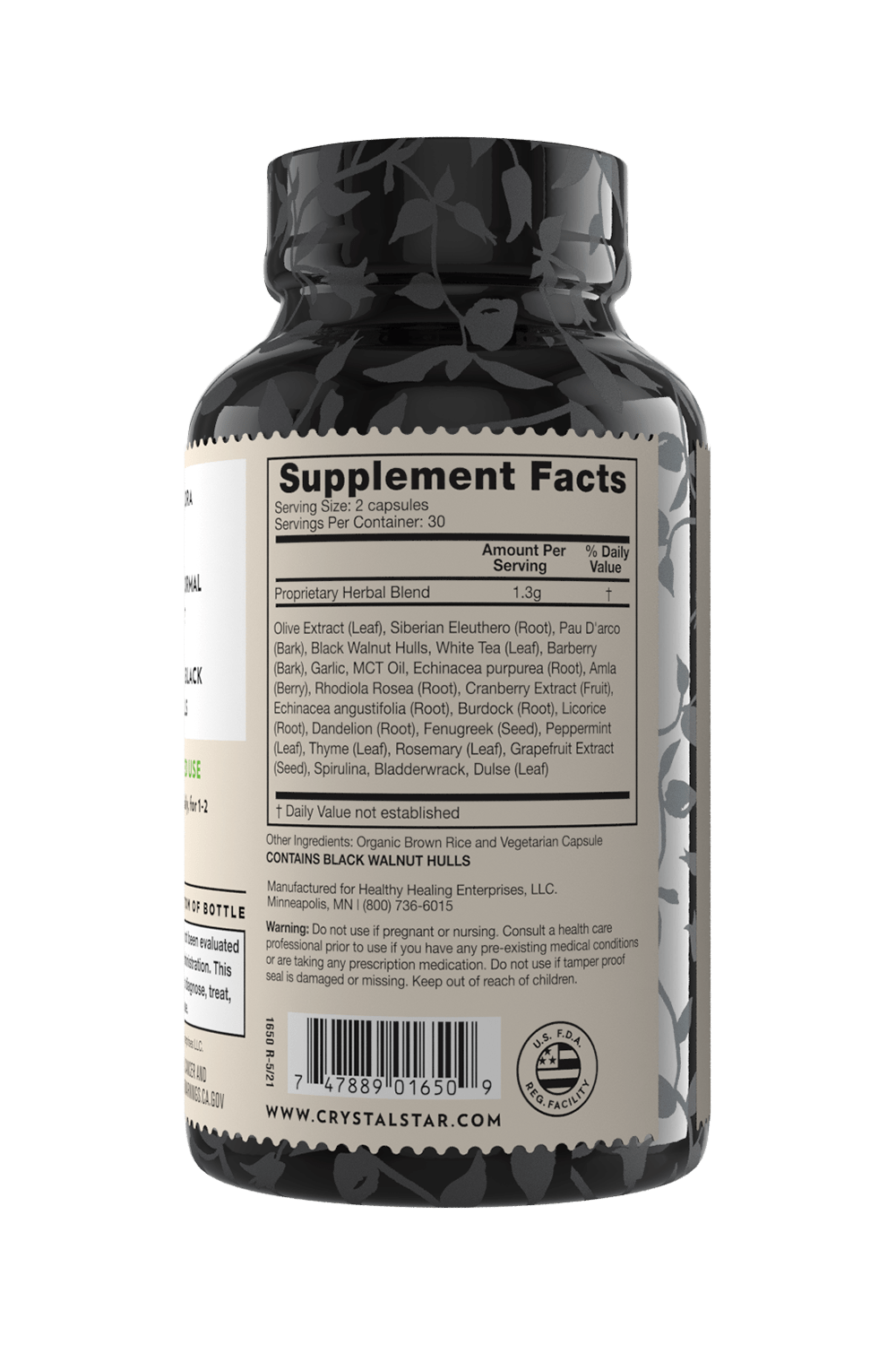 Crystal Star Candida Balance supplement for microbiome health, Ingredients