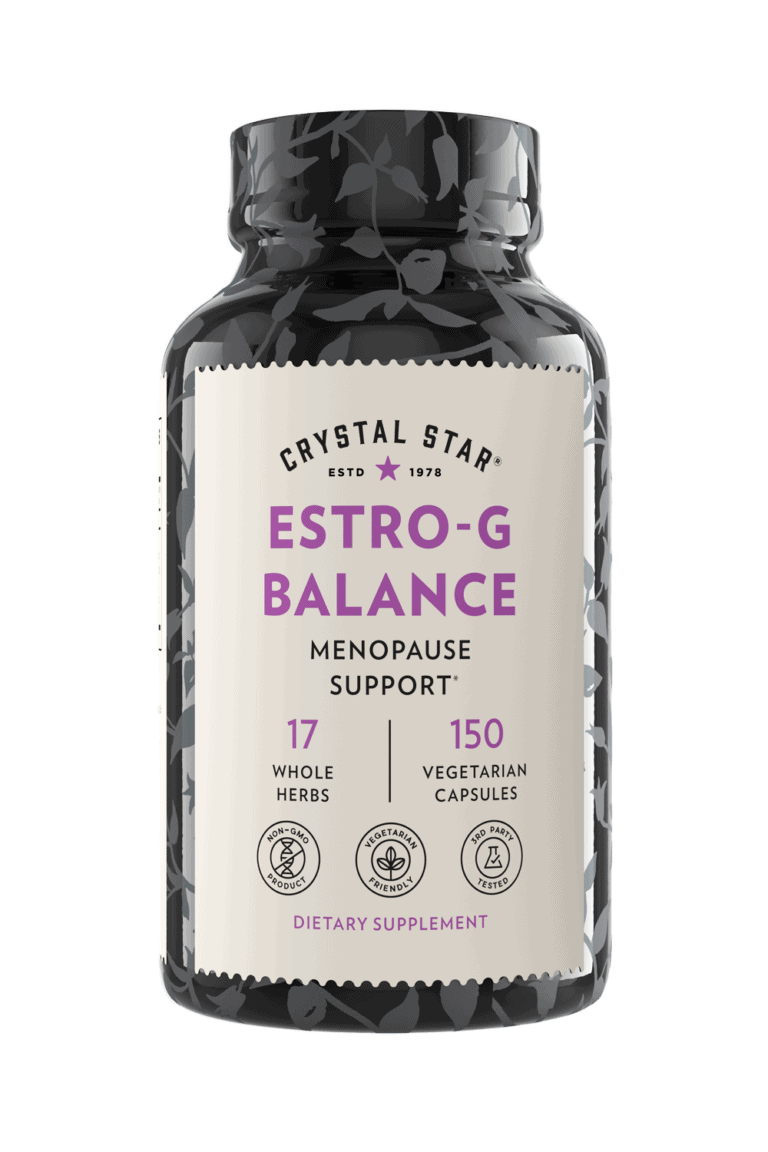 Crystal Star Estro-G Balance supplement for menopause support, Front Side