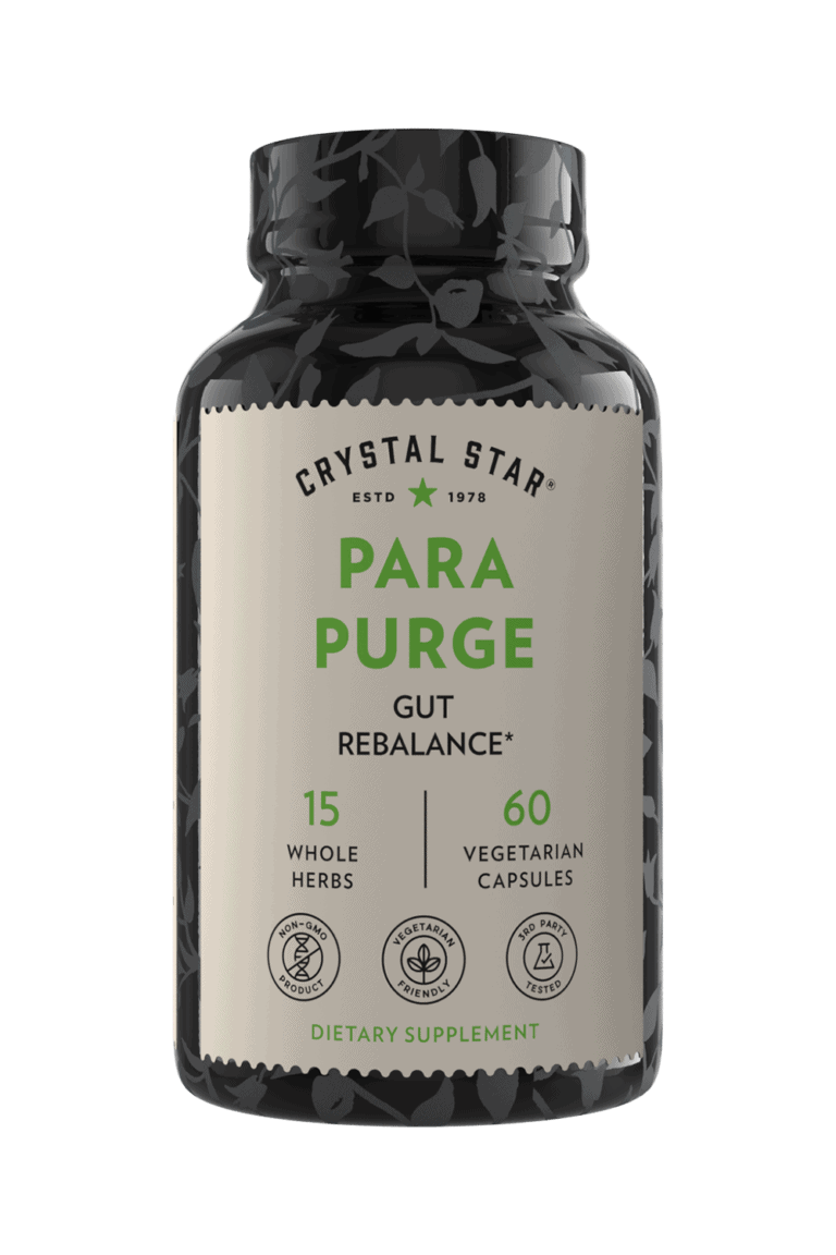 Crystal Star Para Purge supplement for rebalancing the gut, Front Side