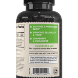 Crystal Star Bladder Support supplement encourages urinary muscle elasticity, Back Side