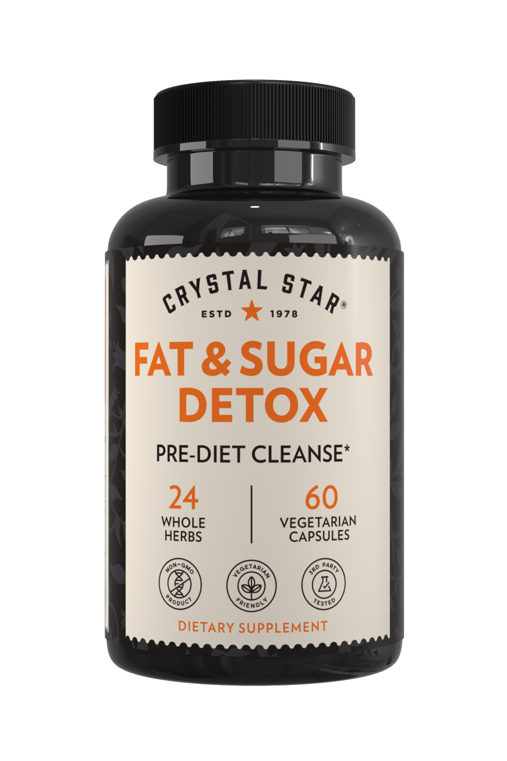 Crystal Star Fat & Sugar Detox supplement for diet reset, Front Side