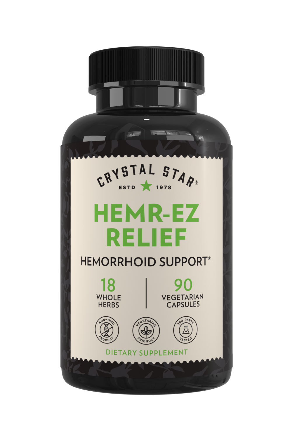 Crystal Star Hemr-EZ Relief supplement for hemorrhoid support, Front Side