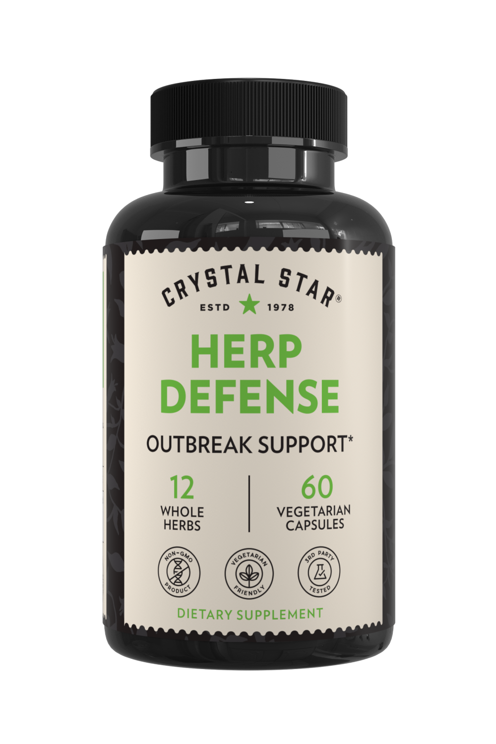 Crystal Star Herp Defense supplement for outbreak support, Front Side