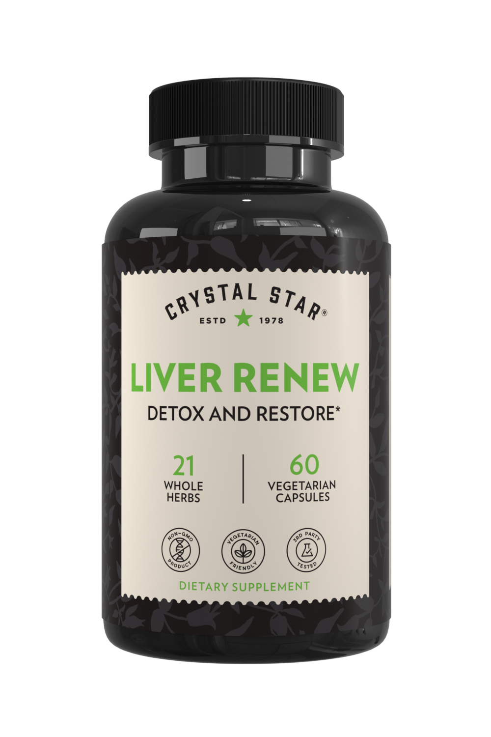 Crystal Star Liver Renew supplement to detox and restore, Front Side