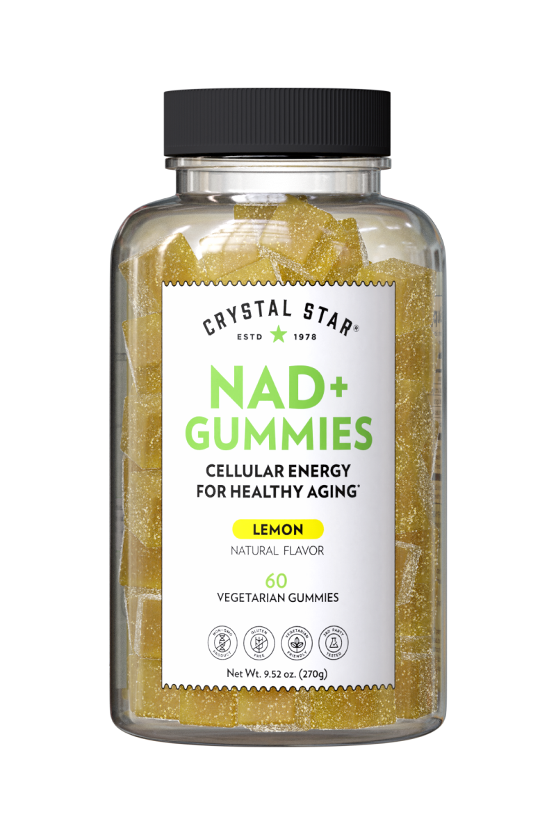 Crystal Star NAD+ Gummies for cellular energy and aging, Front Side