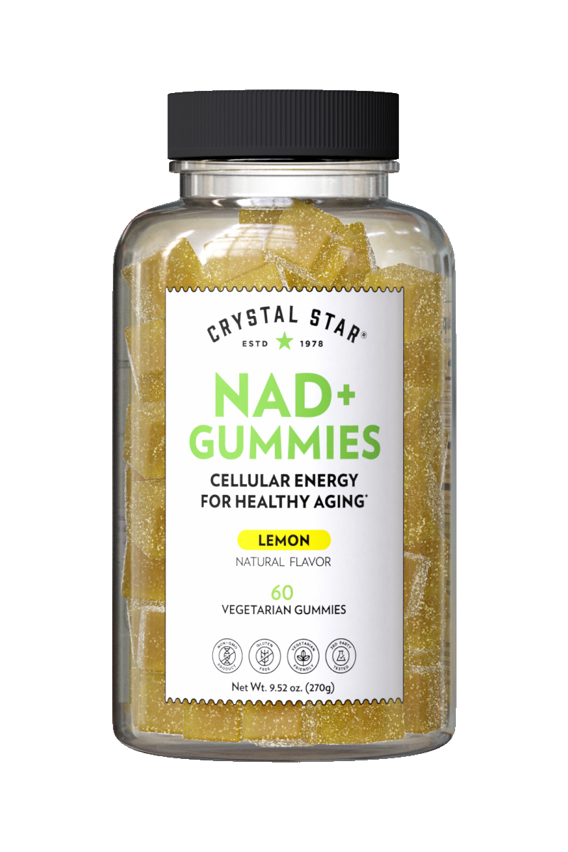 Crystal Star NAD+ Gummies for cellular energy and aging, Front Side