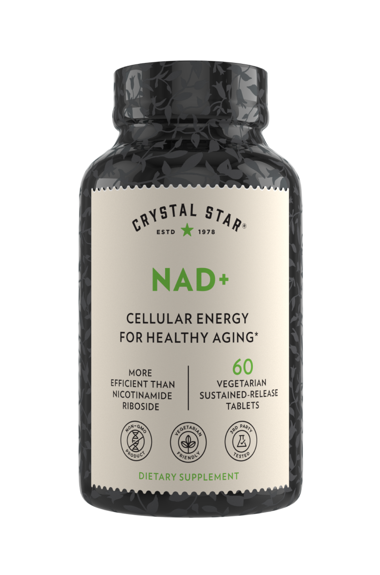 Crystal Star NAD+ supplement for cellular energy and aging, Front Side