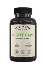 Crystal Star Night Caps supplement for restful sleep, Front Side