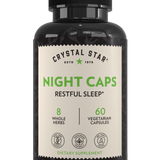 Crystal Star Night Caps supplement for restful sleep, Front Side