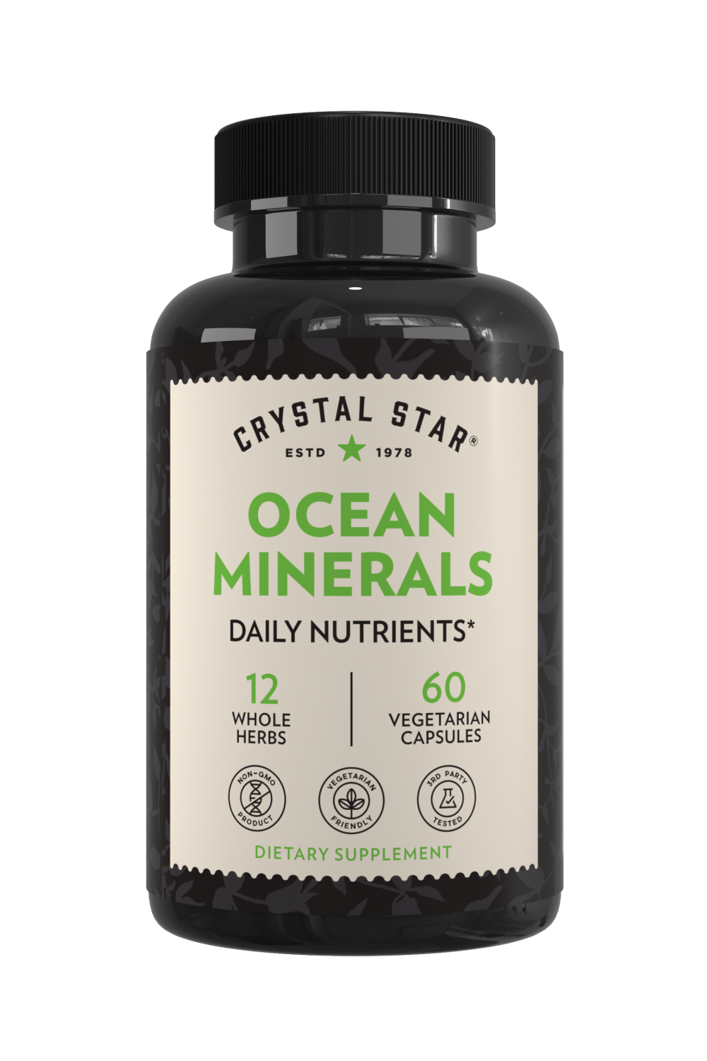 Crystal Star Ocean Minerals supplement for daily nutrients, Front Side