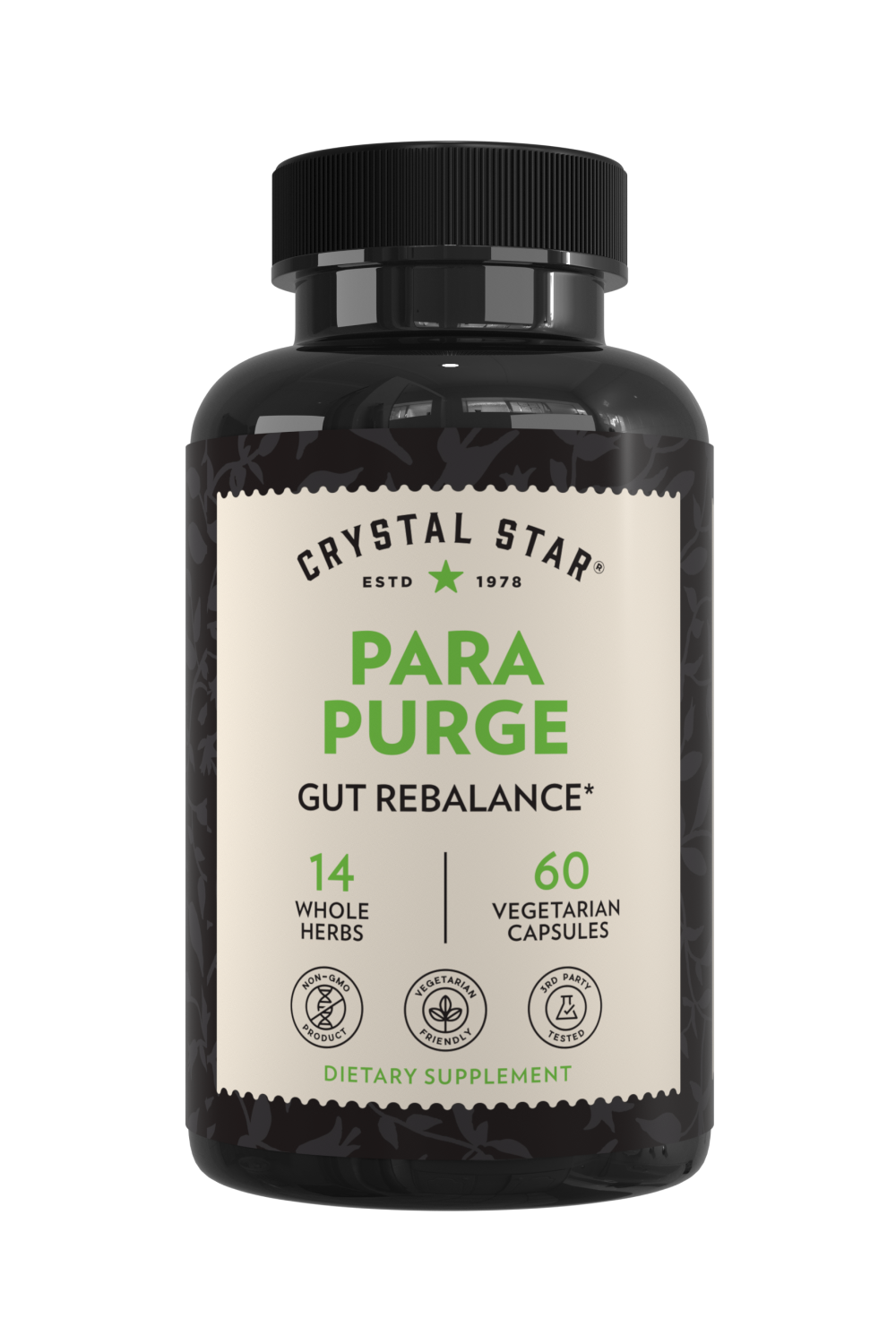 Crystal Star Para Purge supplement for rebalancing the gut, Front Side