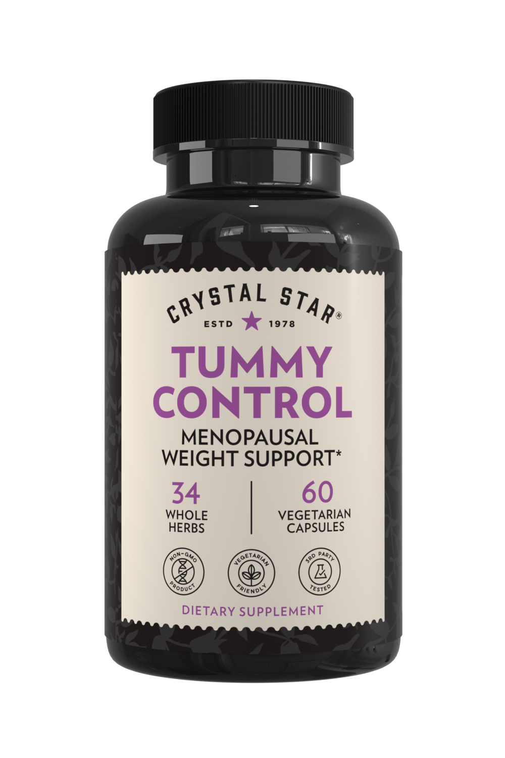 Crystal Star Tummy Control supplement for menopausal weight support, Front Side