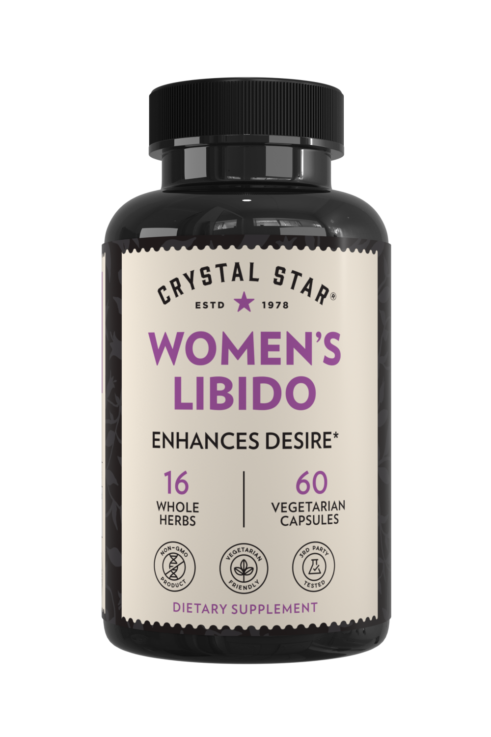 Crystal Star Women's Libido supplement for hormone balance and sexual health, Front Side