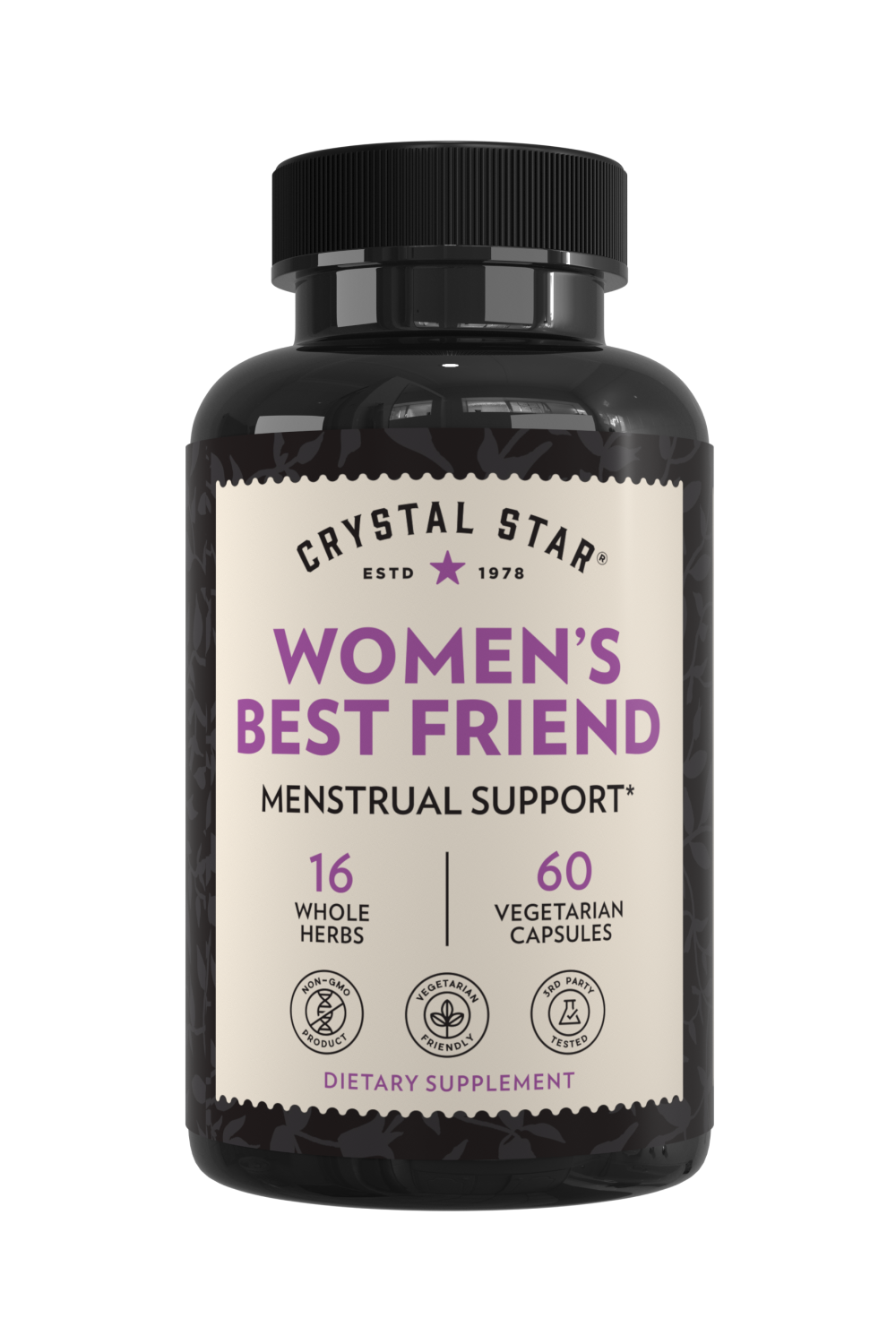 Crystal Star Women's Best Friend supplement for menstrual support, Front Side