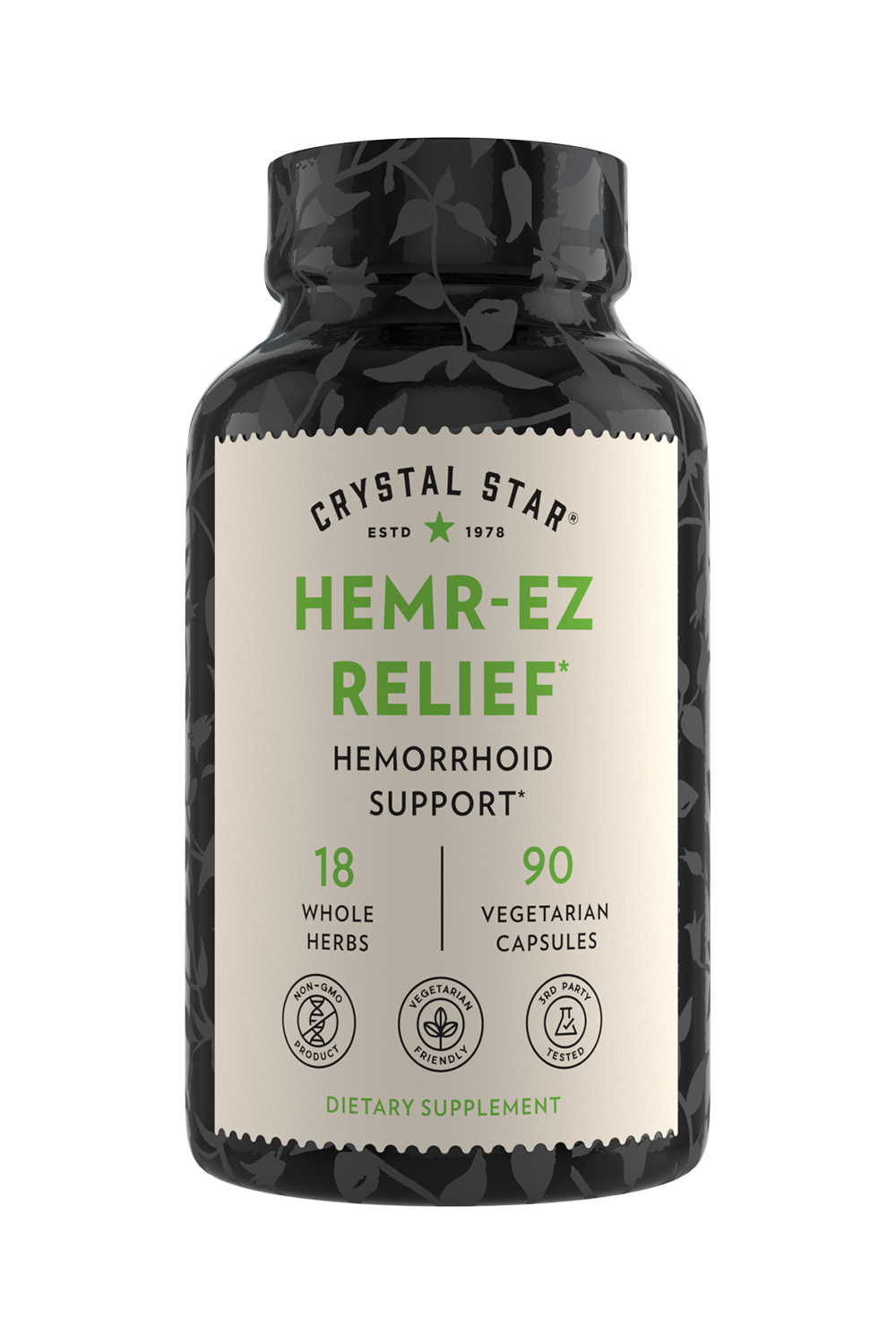 Crystal Star Hemr-EZ Relief supplement for hemorrhoid support, Front Side