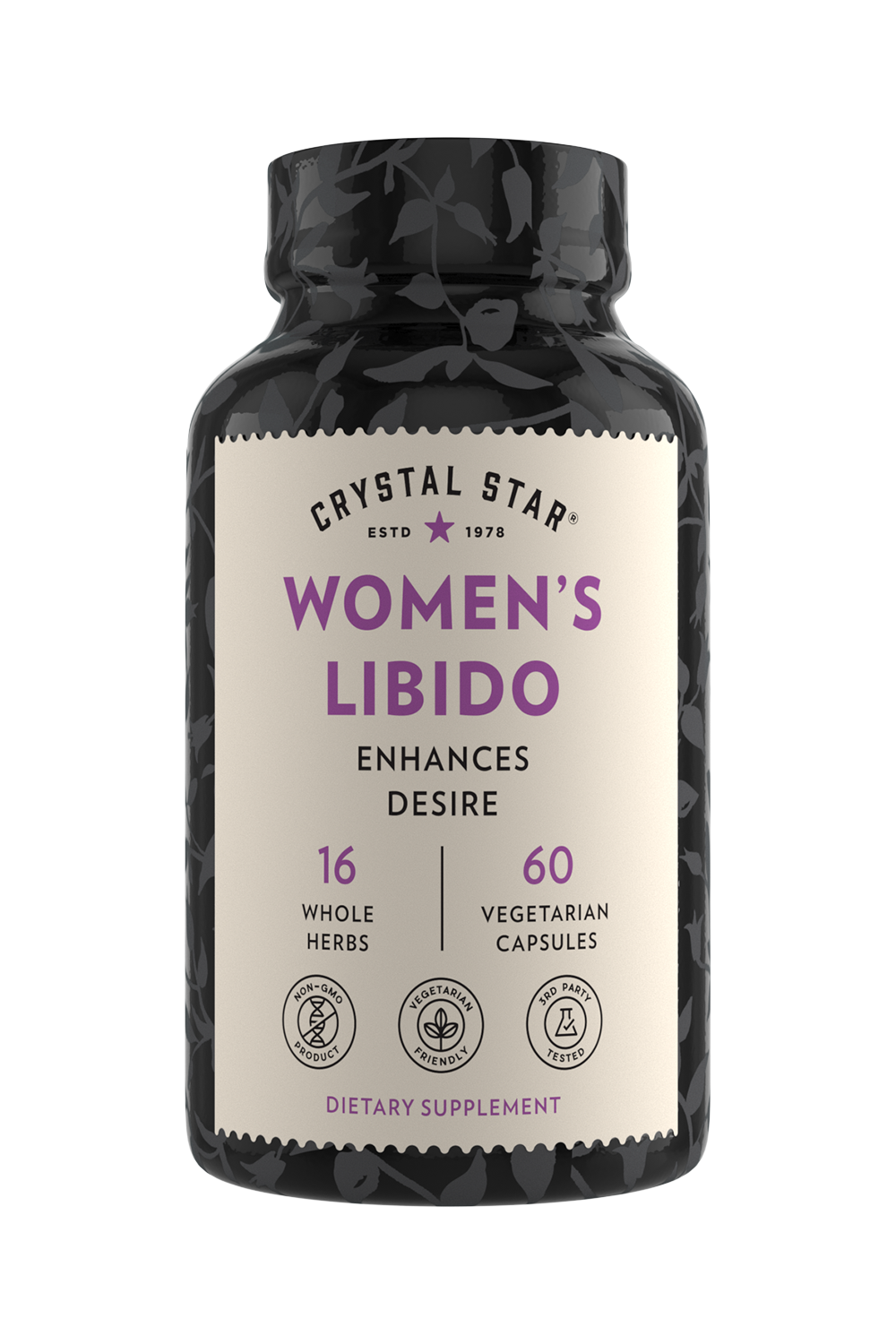 Crystal Star Women's Libido supplement for hormone balance and sexual health, Front Side