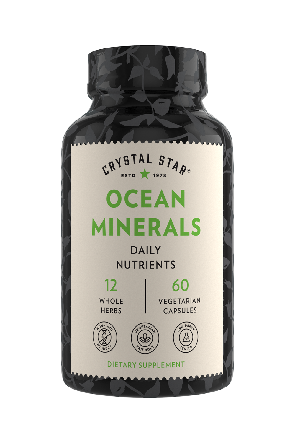 Crystal Star Ocean Minerals supplement for daily nutrients, Front Side