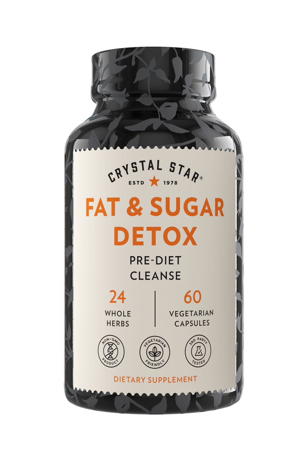Crystal Star Fat & Sugar Detox supplement for diet reset, Front Side