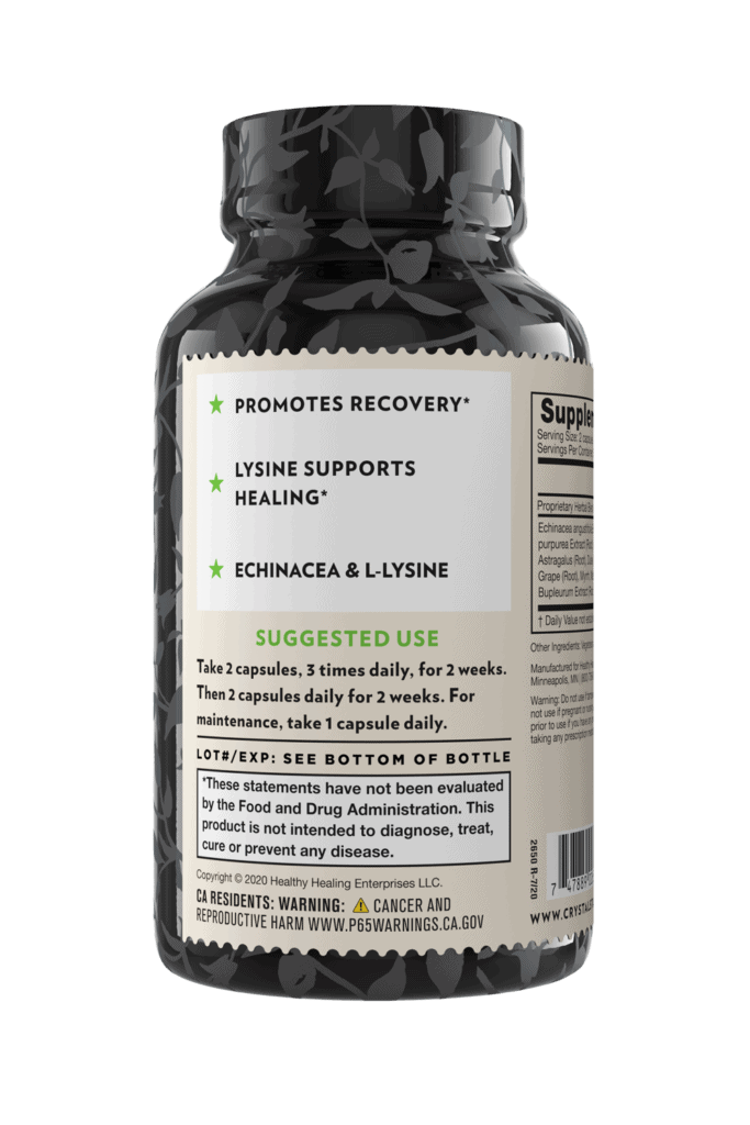 Crystal Star Herp Defense supplement for outbreak support, Back Side