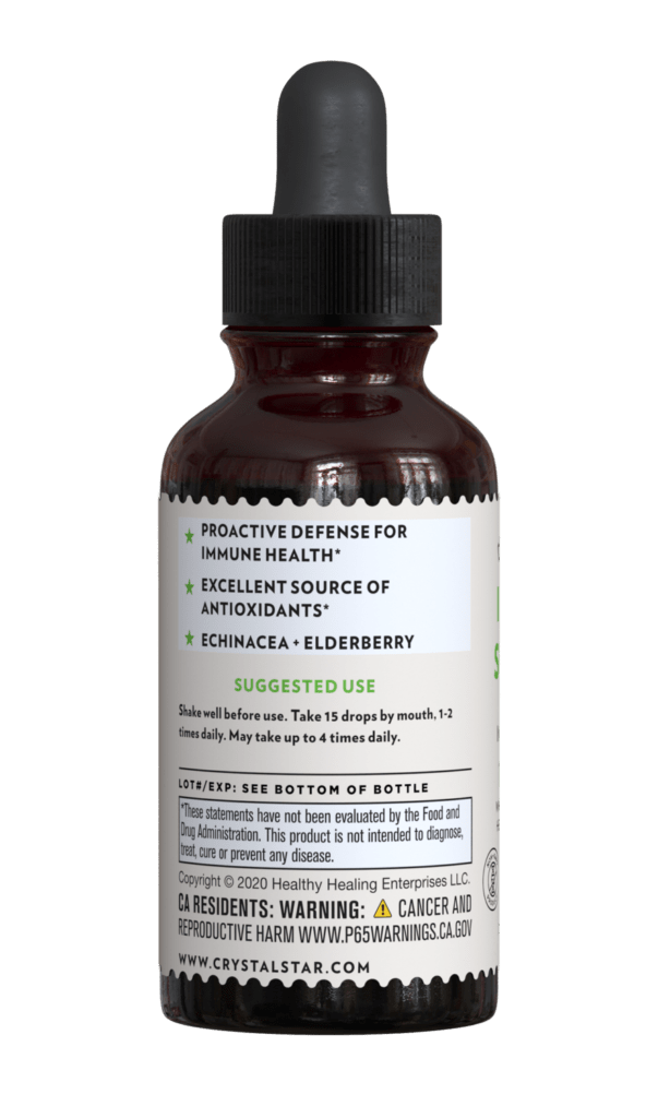 Crystal Star Immune Support Extract for boosting immune health, Back Side