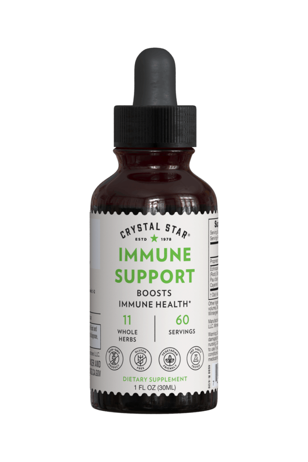 Crystal Star Immune Support Extract for boosting immune health, Front Side