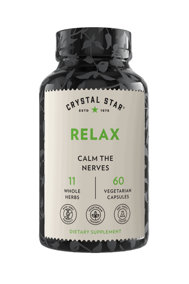 Crystal Star Relax supplement for calming the nerves, Front Side