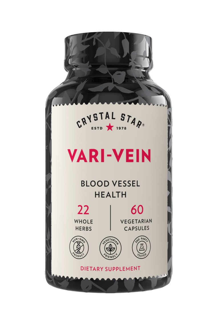 Crystal Star Vari-Vein supplement for blood vessel health, Front Side