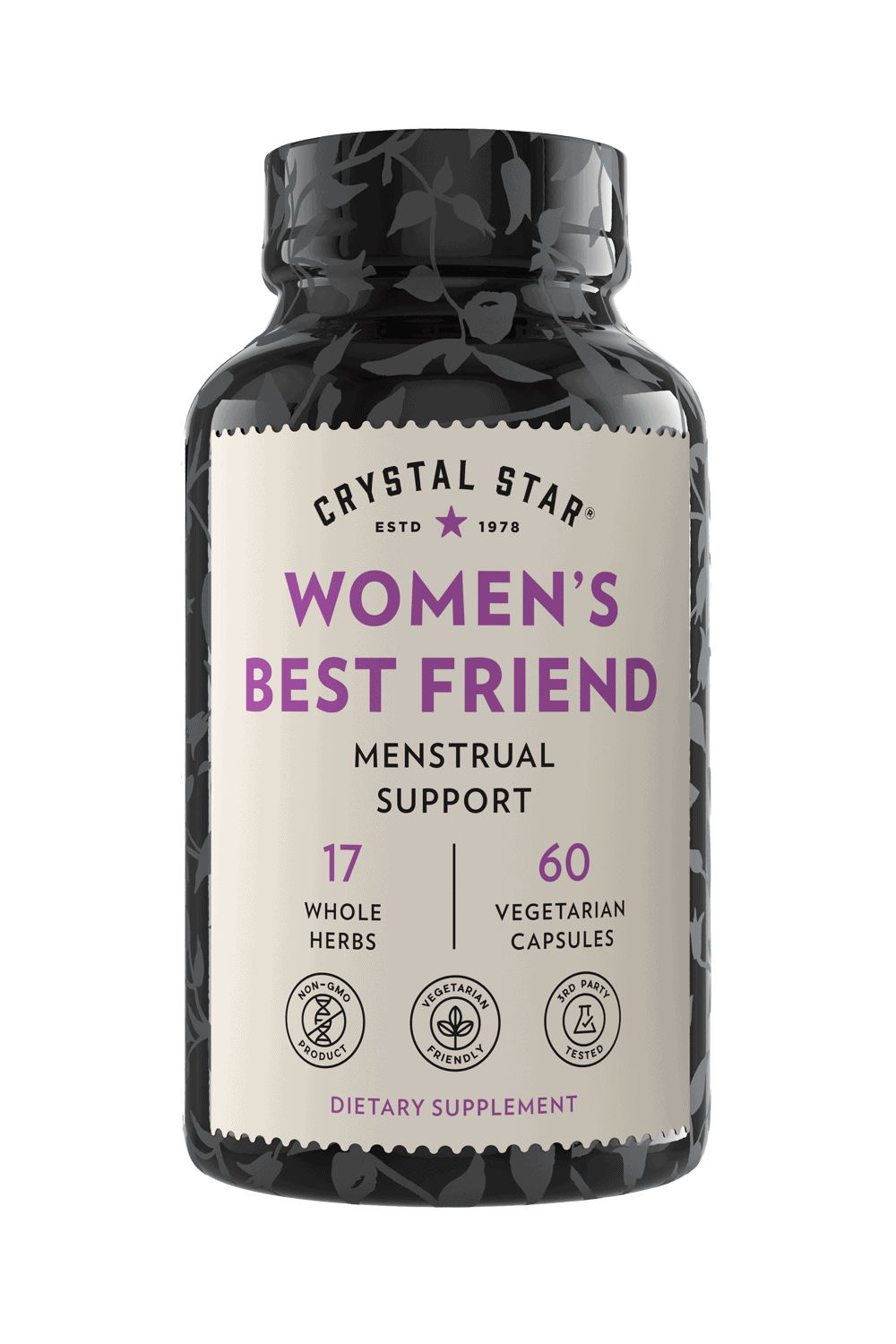 Crystal Star Women's Best Friend supplement for menstrual support, Front Side